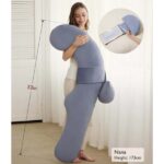 Momcozy F Shaped Pregnancy Pillow Velvet Grey Pp007